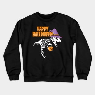 'Skeleton T-Rex Pumpkins' Funny Pumpkin Fall Crewneck Sweatshirt